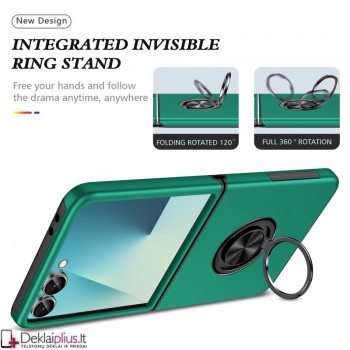Plastikinis dėklas su žiedu - žalias (Samsung Galaxy Z Flip 7) Plastikinis dėklas su žiedu - žalias (Samsung Galaxy Z Flip 7)